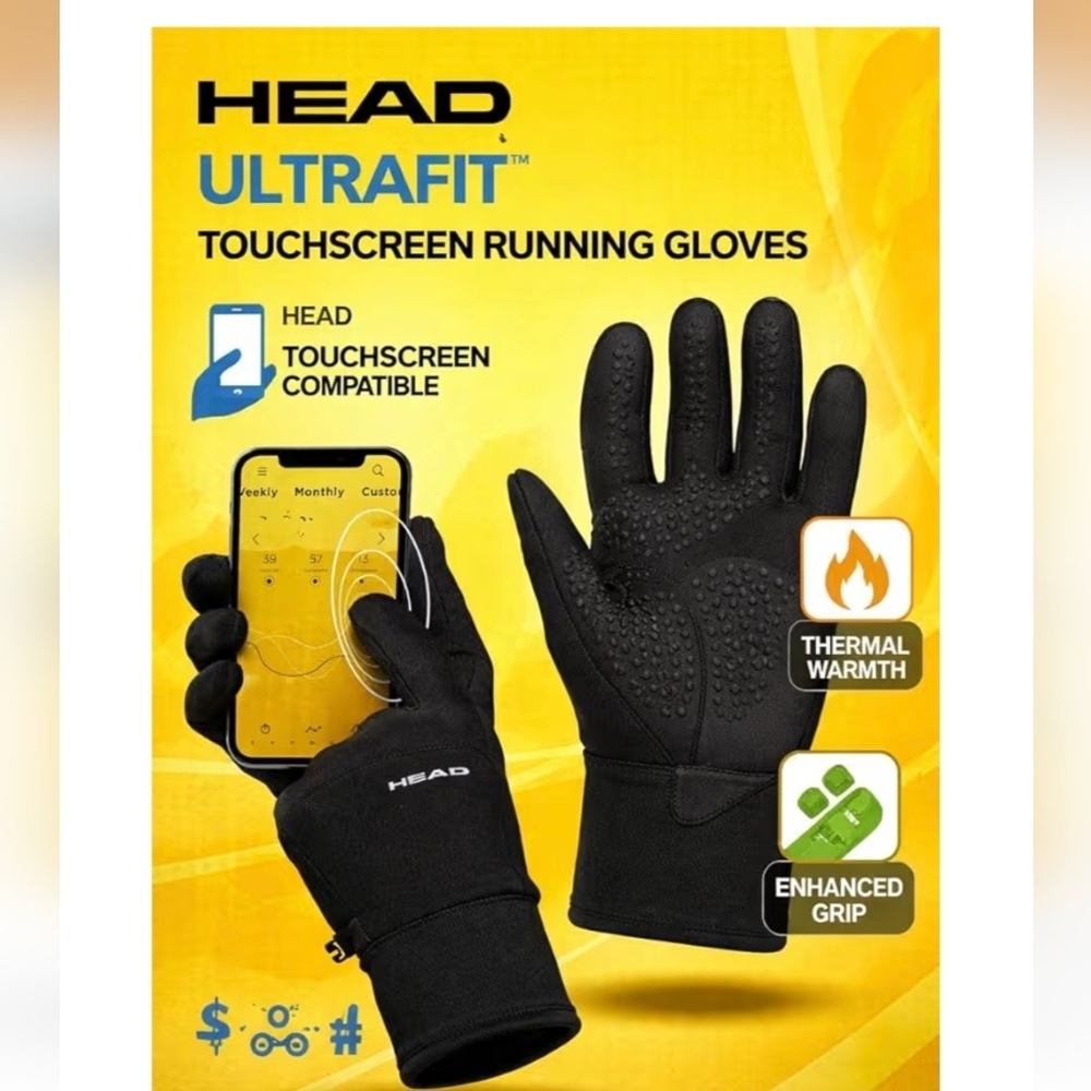 Head Sensatec Black Running Gloves Size Small Worn Once